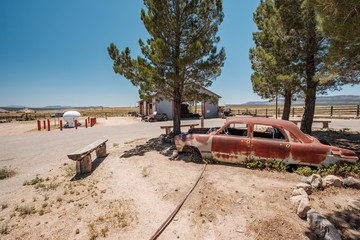 Old car near historic route 66 in California