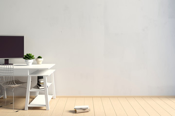 Modern contrast interior in the style loft, a place for study. 3D illustration. wall mock up