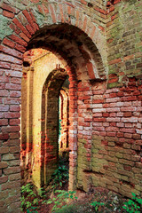 Brick arched passages.