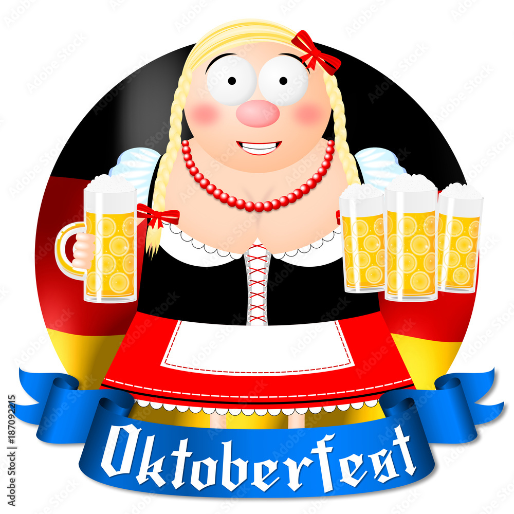 Canvas Prints Oktoberfest illustration - waitress holding beer