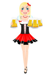 Oktoberfest waitress with beer illustration