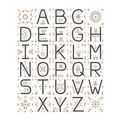 Vector capital alphabet. Decorative letters with patternded negative space.