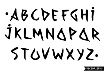 Vector set alphabet painted brush in style of Chinese calligraphy.