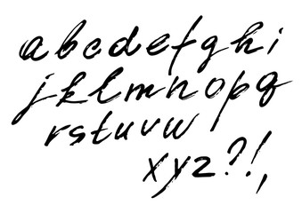 The font vector set of cursive alphabet. Italic font, written marker, fast style with weak pressure.