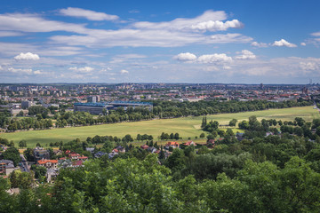 Cracow city in Poland - panoramic view from Pilsudski Mound
