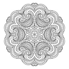 Flower vector mandala. Oriental circle pattern, coloring illustration