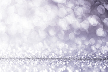 Silver Abstract Background with Bright Bokeh Lights