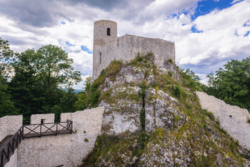 Fototapeta na wymiar Smolen Castle ruins with surrounding walls in Smolen Village on the Trail of Eagles Nests in Poland