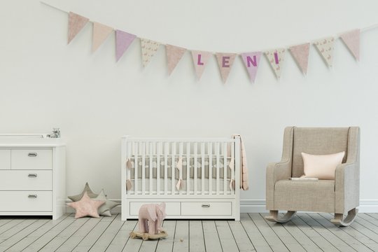 Kinderzimmer mit Wimpelgirlande - Name Leni