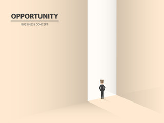 Obraz premium A Businessmen standing in front of a gate. Business concept of opportunities, challenge, vision and future. Vector illustration.