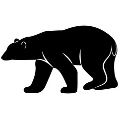 Vector image of a white bear silhouette on a white background