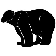 Vector image of a white bear silhouette on a white background