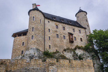 Outside view of Bobolice Castle in small Bobolice village on the Trail of Eagles Nests in Poland