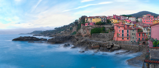 Fototapeta na wymiar Panorama of fishing village - Tellaro ( La Spezia ) - Ligurian sea - Italy