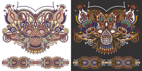 neckline embroidery fashion design to print on fabric
