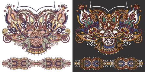 Poster neckline embroidery fashion design to print on fabric © Kara-Kotsya