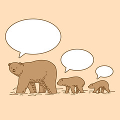 bear polar bear vector family walk illustration cartoon character speech bubble
