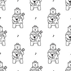 bear polar bear seamless pattern vector play guitar wallpaper isolated background