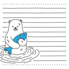 bear vector polar bear icon logo catch fish letter paper note cartoon character illustration