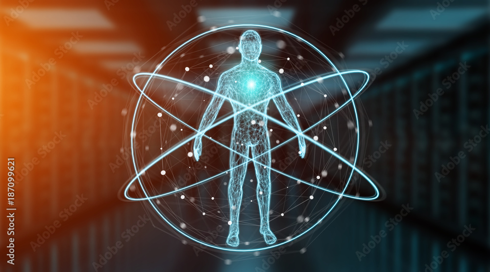 Fototapete digital x-ray human body scan background interface 3d rendering