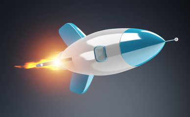 Isolated modern digital rocket 3D rendering