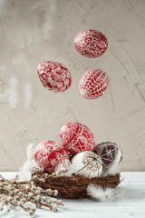 Still life with Pysanky, decorated Easter eggs