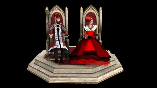 King And Queen Sit On Thrones And Talking, Animation, Alpha Channel