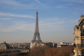 A unique view of Eiffel Tower in Paris set in a Paris skyline