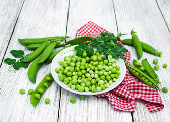 green peas on a table