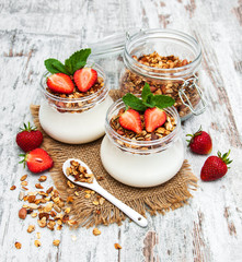 Yogurt and granola for breakfast