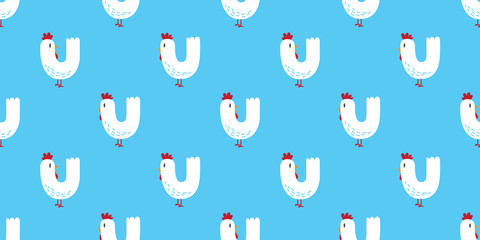Chicken Seamless Pattern vector rooster wallpaper background isolated textile © CNuisin