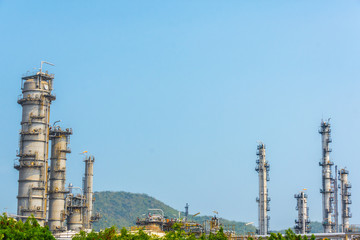Fototapeta premium Industrial zone. Plant oil and gas refinery industry.