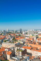 Naklejka na ściany i meble Zagreb down town skyline and modern business towers panoramic view, Croatia capital 
