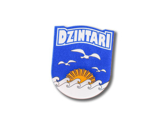 Dzintari (Latvia) souvenir refrigerator magnet isolated on white background