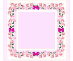 Frame of rose flower buds. Floral background.