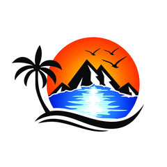 beach logo vector template