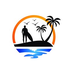 beach logo vector template