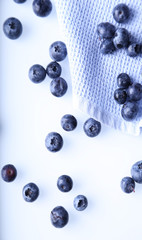 Blueberry lying on the table. Top view