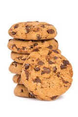 Chocolate chip cookies isolated on white background