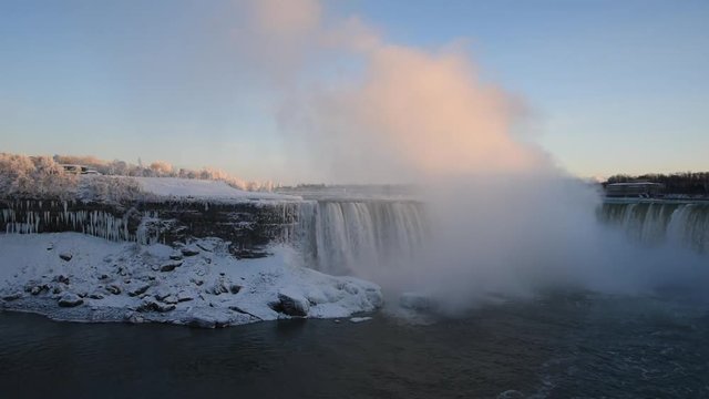 Niagara falls in winter: Horseshoe falls viewed from the Canadian side