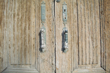 old style wooden door in urban rural area in asia and turkish with locking device