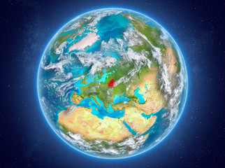 Obraz premium Belarus on planet Earth in space