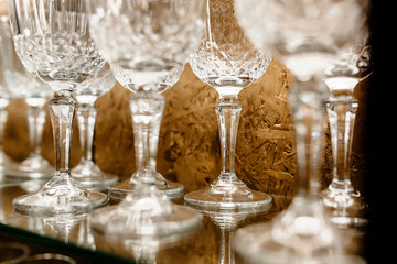 Crystal glasses on the table