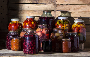home preservation in a dark cellar in which breaks through several rays of light