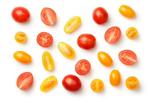 Pepper Cherry Tomatoes Isolated on White Background