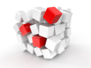 Obraz premium Cube falls apart. Image with clipping path