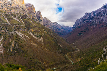 View of Gorge of Vikos in winter in Epirus of Greece