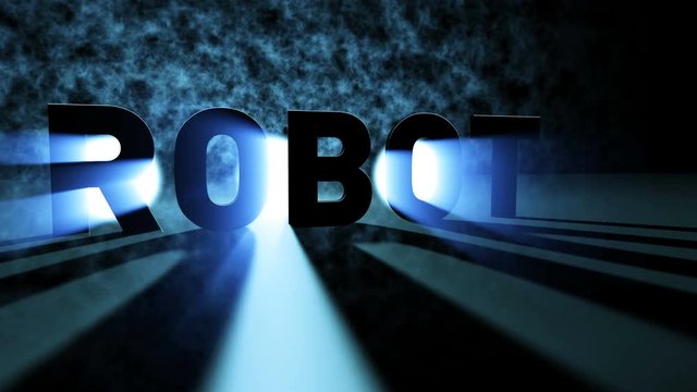 Robot copy animation with smoke and light effects in 4K