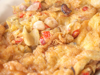 close up omelette in dish