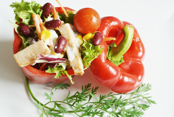 salad in red paprika